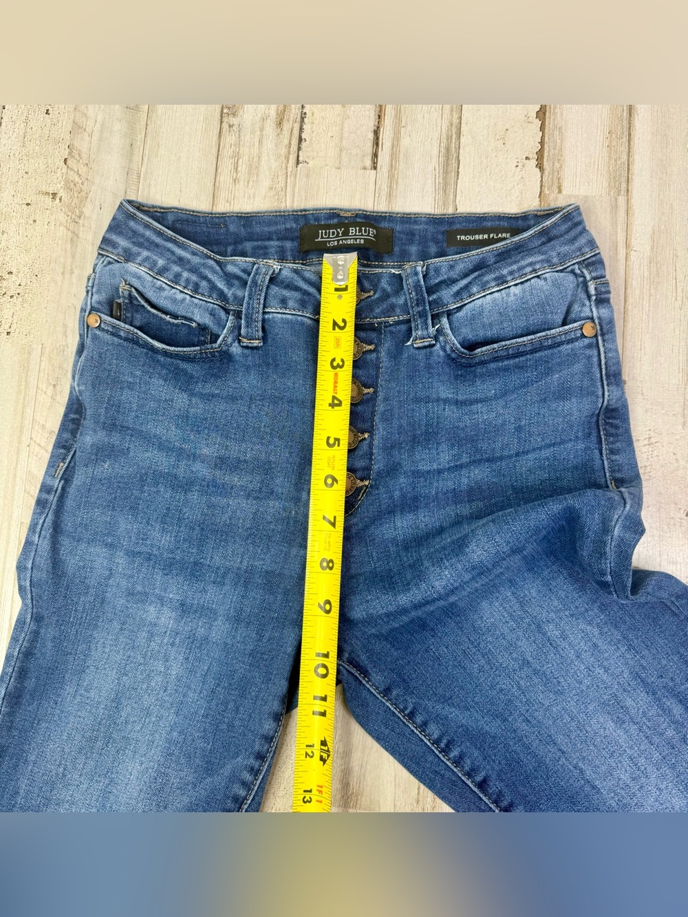 Judy Blue Jeans Womens 3/26 (25x31) Blue Mid Rise Trouser Flare Fit - Picture 7 of 11